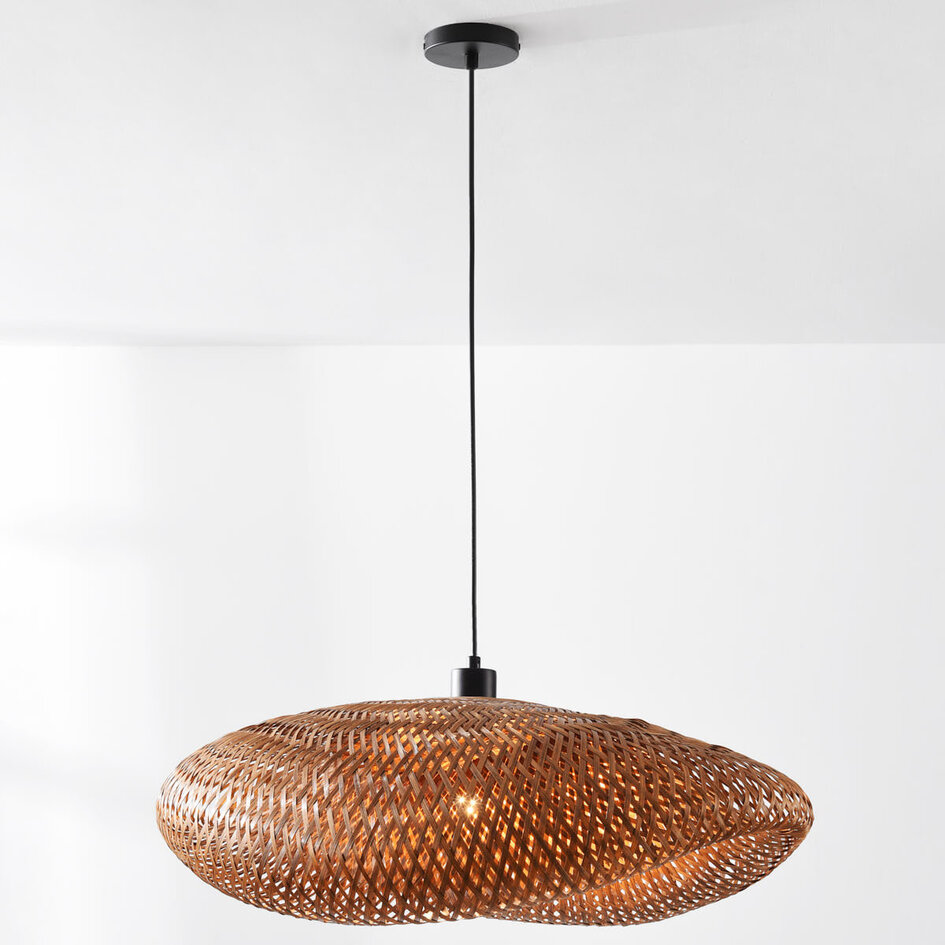 Pendel med håndflettet bambusskærm, Ø68 cm - Trama