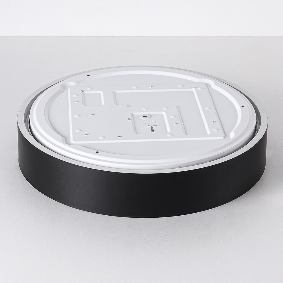 Design loftslampe Larios med integreret LED og 3-trins dæmpbar Ø39 cm - sort med trædetaljer