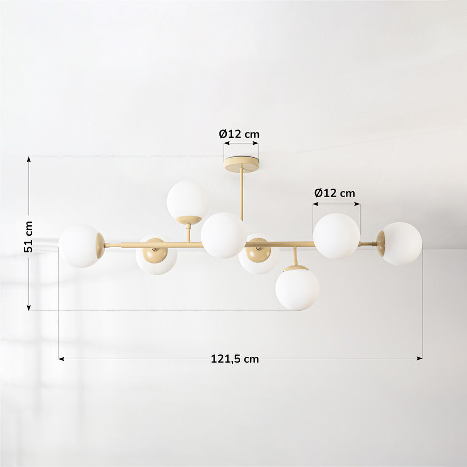 Design loftslampe Osem beige med opalhvid/matteret hvid glaskupler - 8 lys