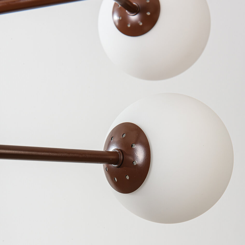 Loftlamper Oito brun med opalhvid/matteret hvid glas og drejelig, 8-lys