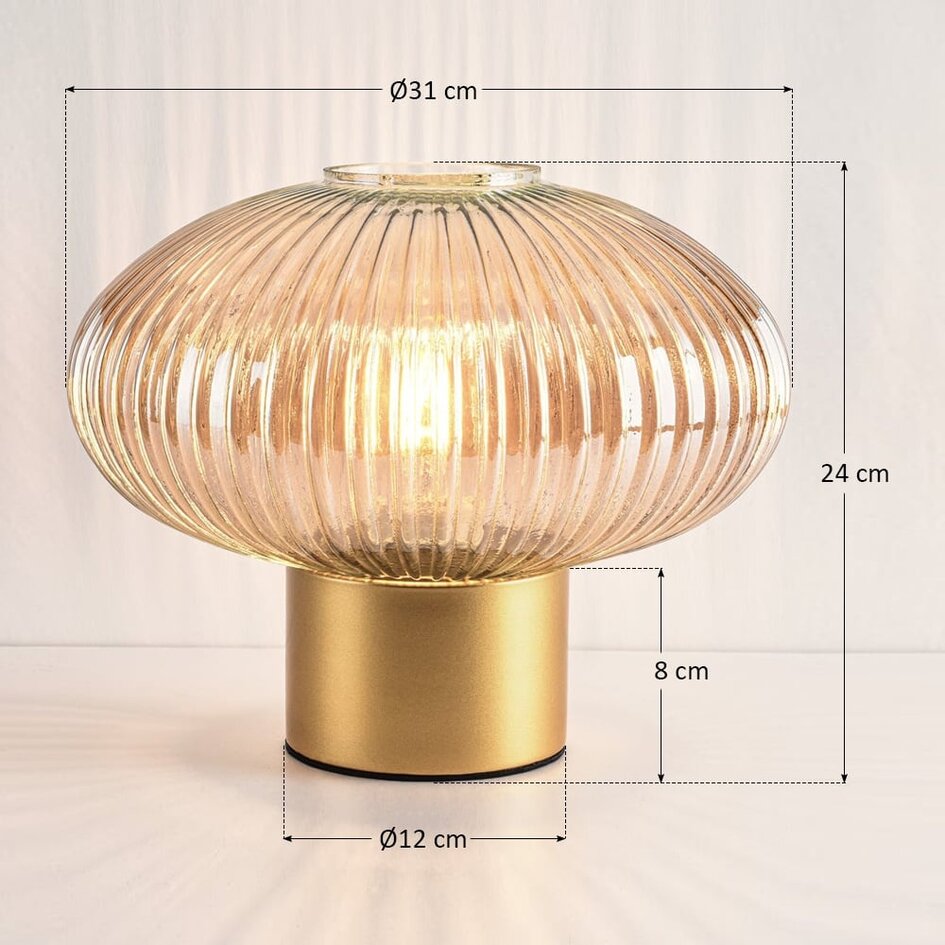 Bordlampe med ravfarvet/amber glas - Indah