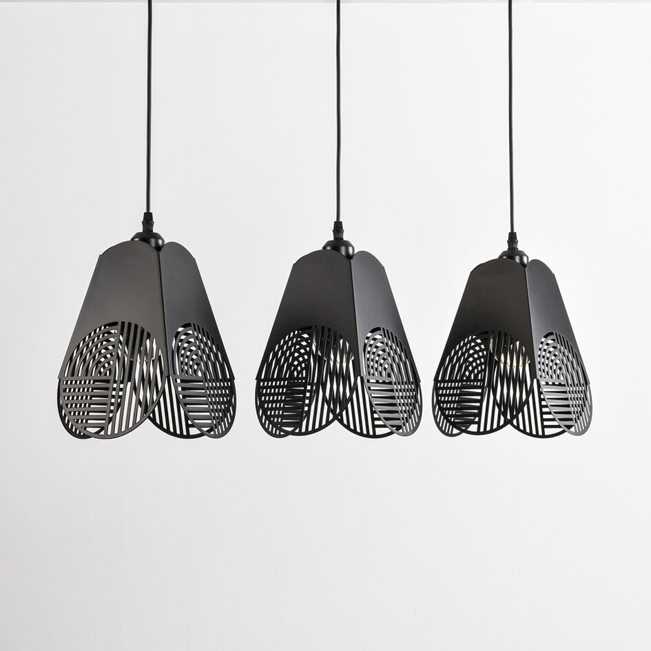 Loftlampe med 3 blomsterformede metalskærme - Brussels