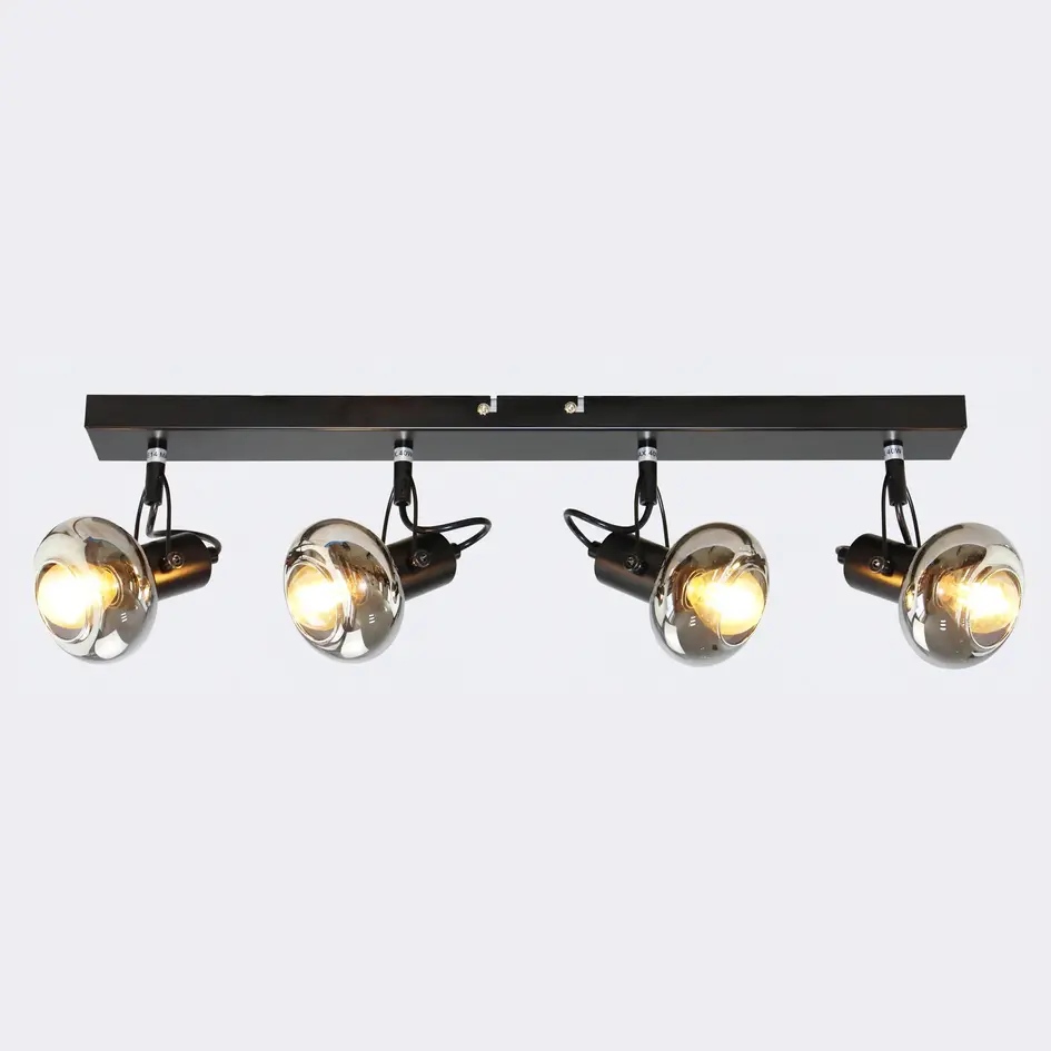 Spotlampe med 4 røgfarvede glasskærme - Elsa