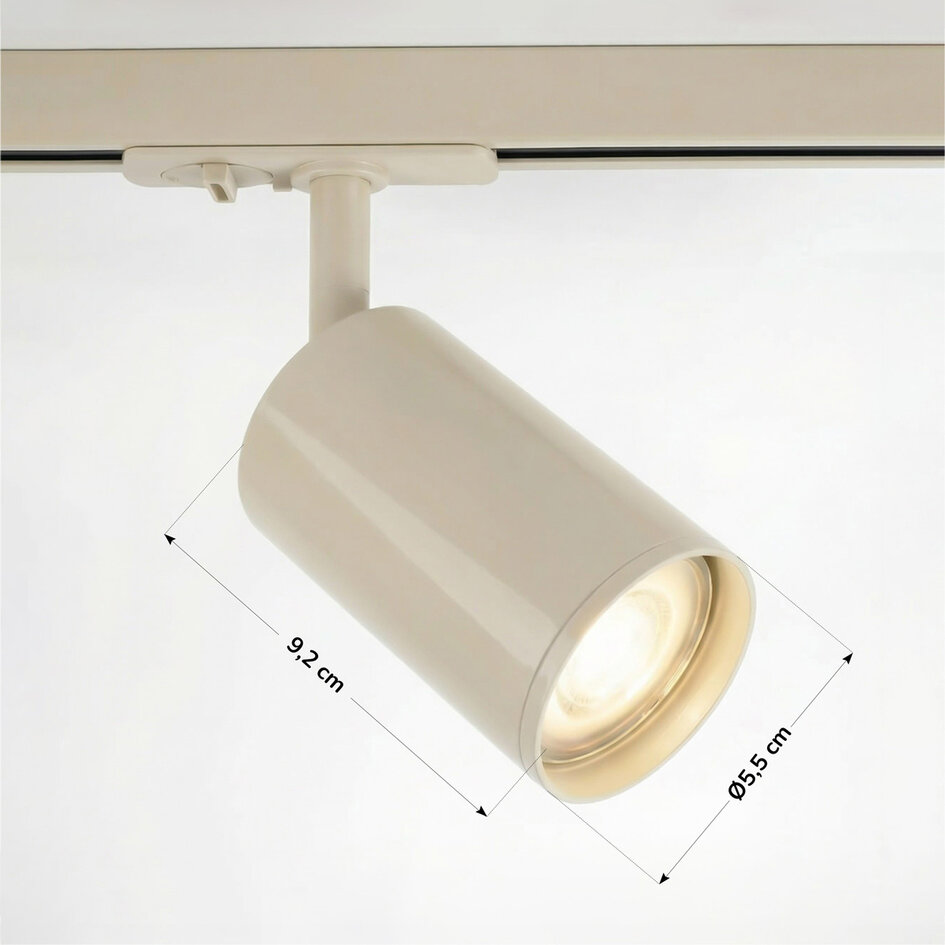 1-faset lysskinne - 3 meter med Jill spots - loftsskinne - beige