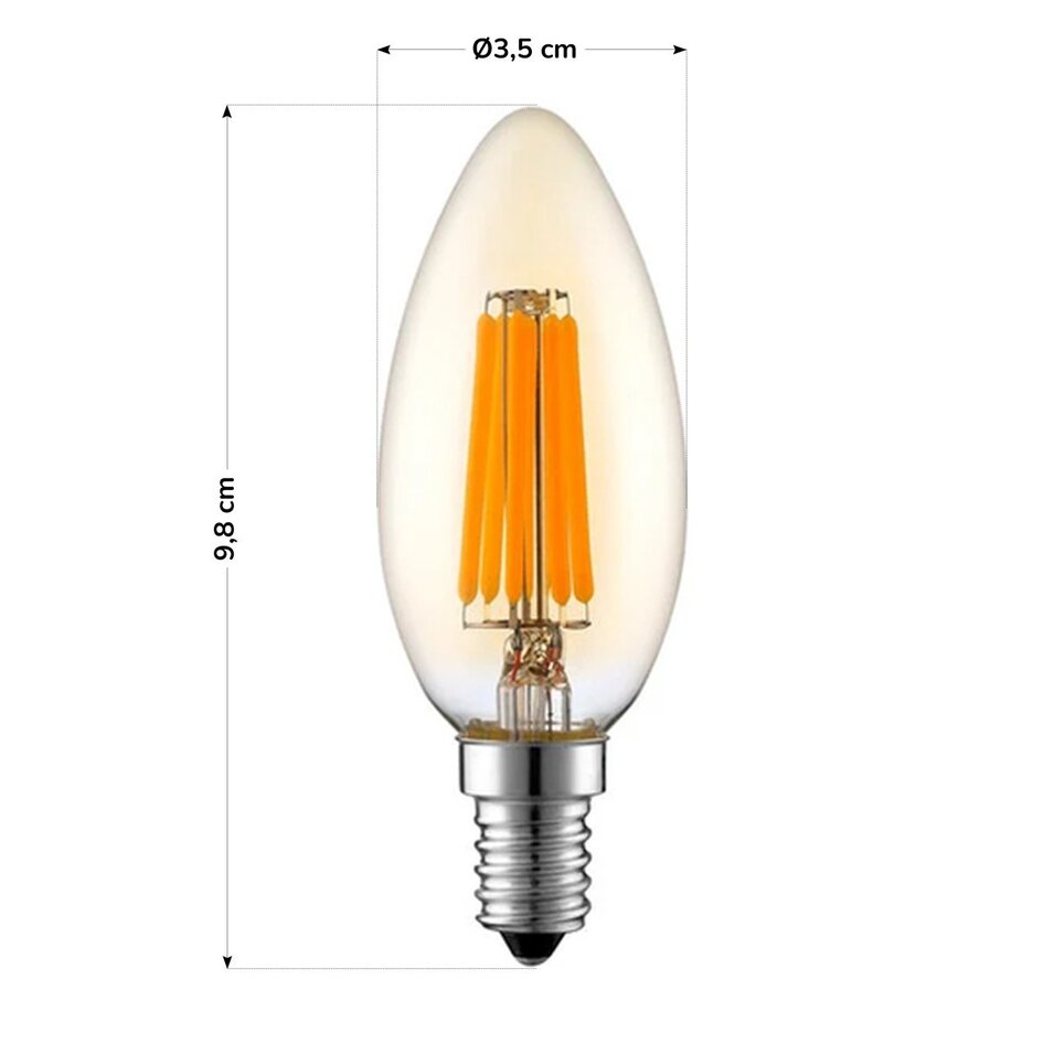 E14 LED-kertepære, ravfarvet glas - 5,5 watt / 2200K / 3-trins dæmpbar