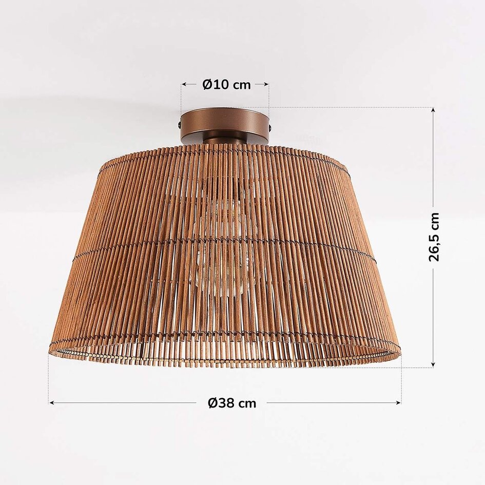 Loftlampe med bambusskærm og bronze-detaljer - Tami