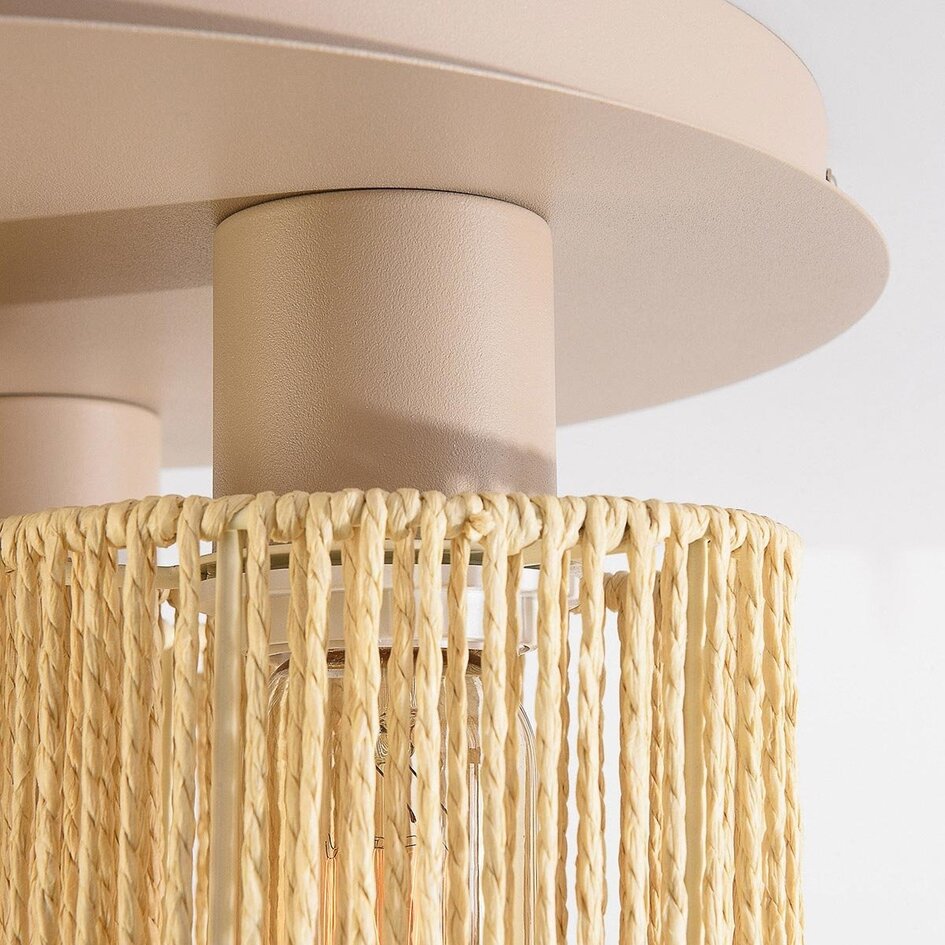Boho-chic loftlampe med flettet reb, 3 lyspunkter - Canna - beige