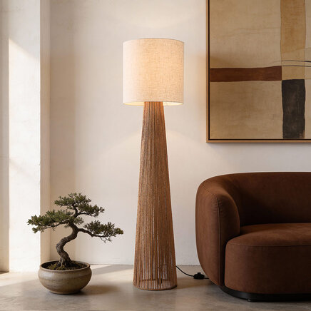 Gulvlampe Papira med linned lampeskærm
