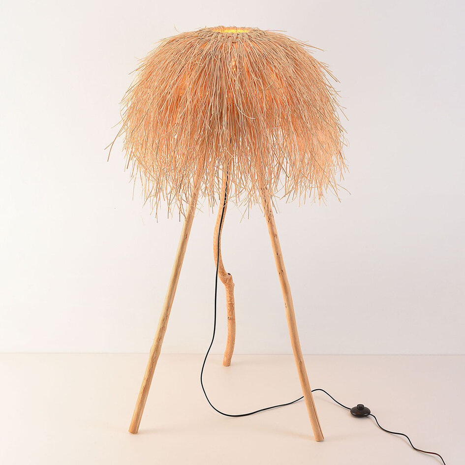 Boho gulvlampe i rattan - Sunroot