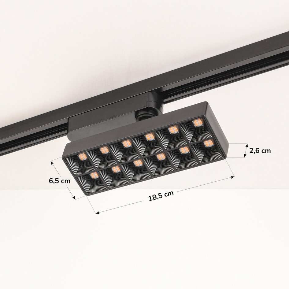 20W skinne-spot 1-fase Varo med integreret LED i 3000K eller 4000K - sort