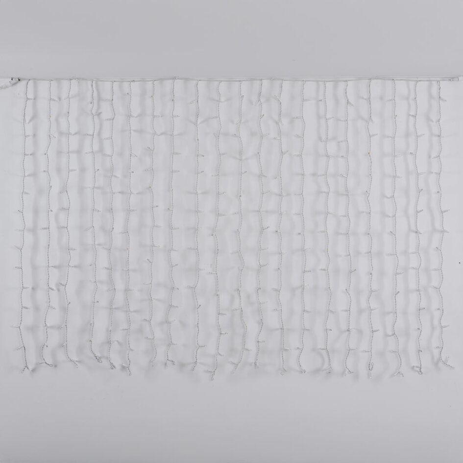 Lysgardin | Linkbart | Fra 2 meter | 300 LED-lys | 2200K ekstra varmhvidt lys | Hvid gummi