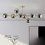 Loftlampe Osem, 8 lyskilder - guld med røgfarvet glas