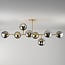 Loftlampe Osem, 8 lyskilder - guld med røgfarvet glas