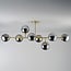 Loftlampe Osem, 8 lyskilder - guld med røgfarvet glas