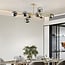 Loftlampe Osem, 8 lyskilder - guld med røgfarvet glas