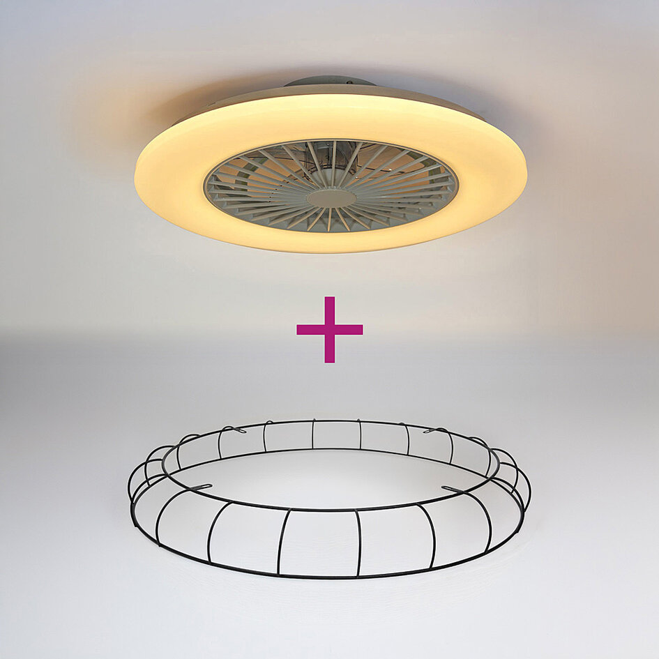 Loftventilator med dæmpbart LED-lys og fjernbetjening - Cakir - sort metal
