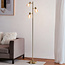 Gulvlampe med 3 spotlamper - Pieta - guld og ravfarvet