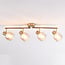 Loftlampe Pela med 4 lyskilder - amber glas og gylden messing