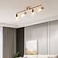 Loftlampe Pela med 4 lyskilder - amber glas og gylden messing