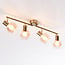 Loftlampe Pela med 4 lyskilder - amber glas og gylden messing
