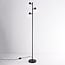 Gulvlampe Pieta, 3 lyskilder i sort med mælkehvidt glas - justerbar