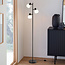 Gulvlampe med 3 spotlamper - Pieta - sort og opalhvid