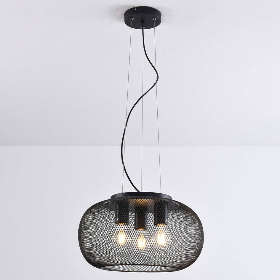 Industriel pendel i sort metal, 3 lyskilder - Cerise