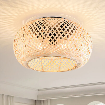 Loftlampe i håndflettet bambus, 3 lyskilder - Caia - natur