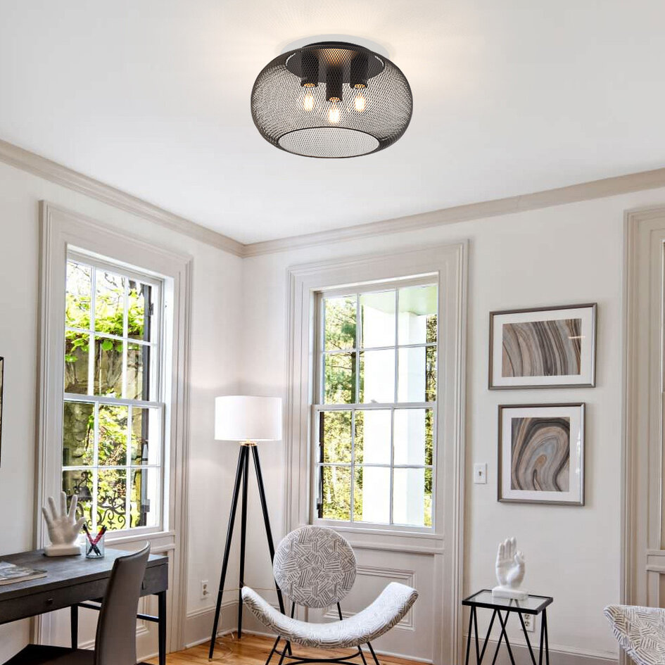 Loftlampe i sort metal, 3 lyskilder - Caia