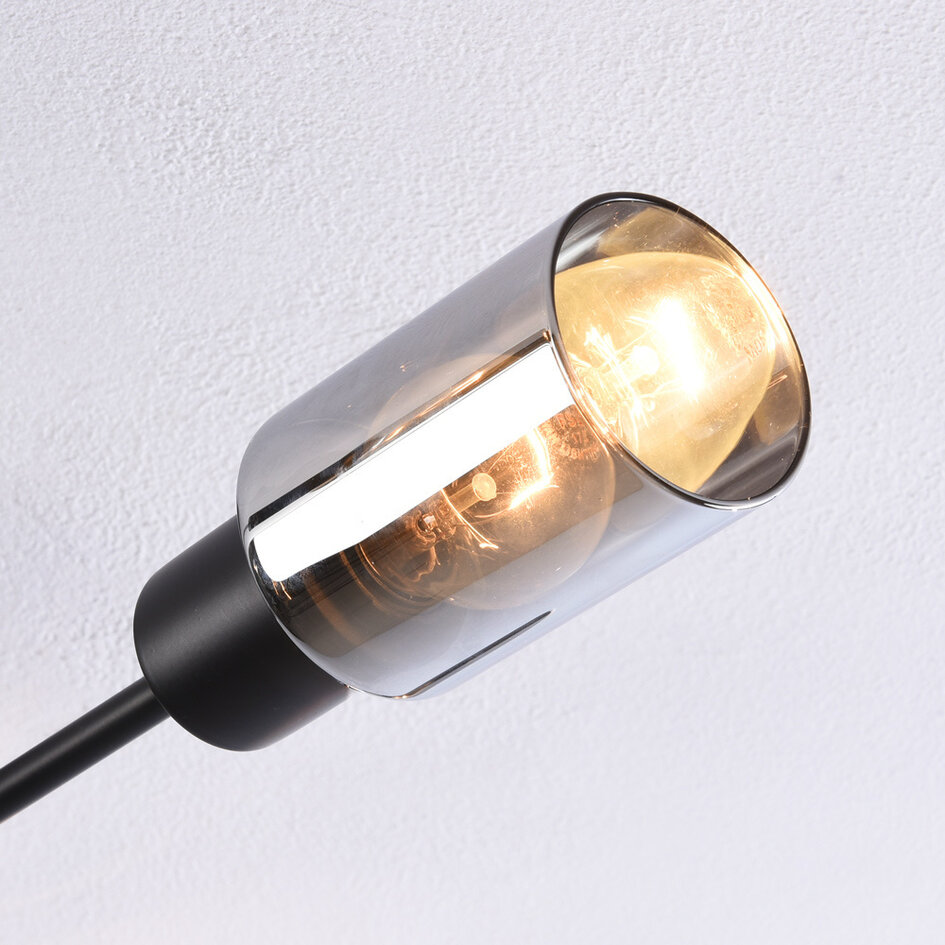Loftslampe med 6 lyspunkter - Agios - sort/røgfarvet