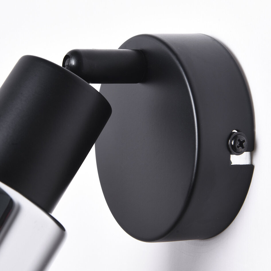 Væghængt spotlampe - Atica - sort med røgfarvet glas