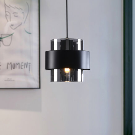 Designpendel Filia - røgfarvet glas og sort