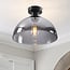 Loftlampe Feija - røgfarvet glas med halvåben skærm