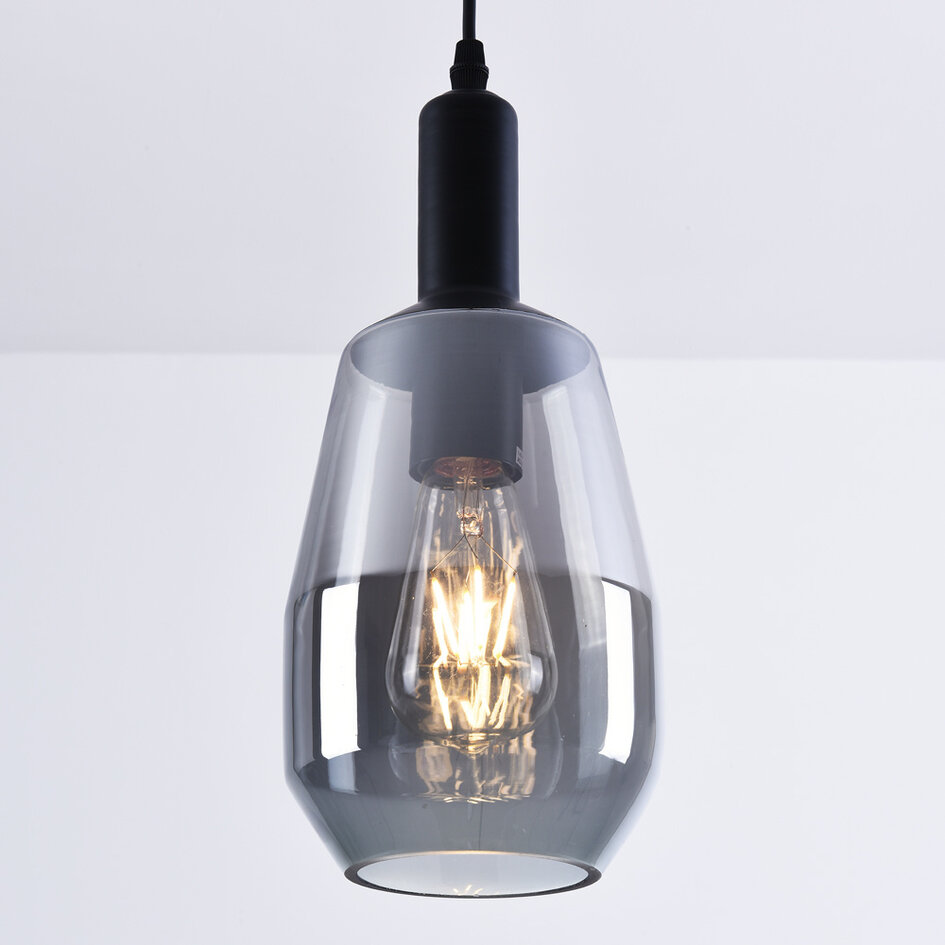 Retroinspireret pendel (aflang form) - Mala - sort/røggrå