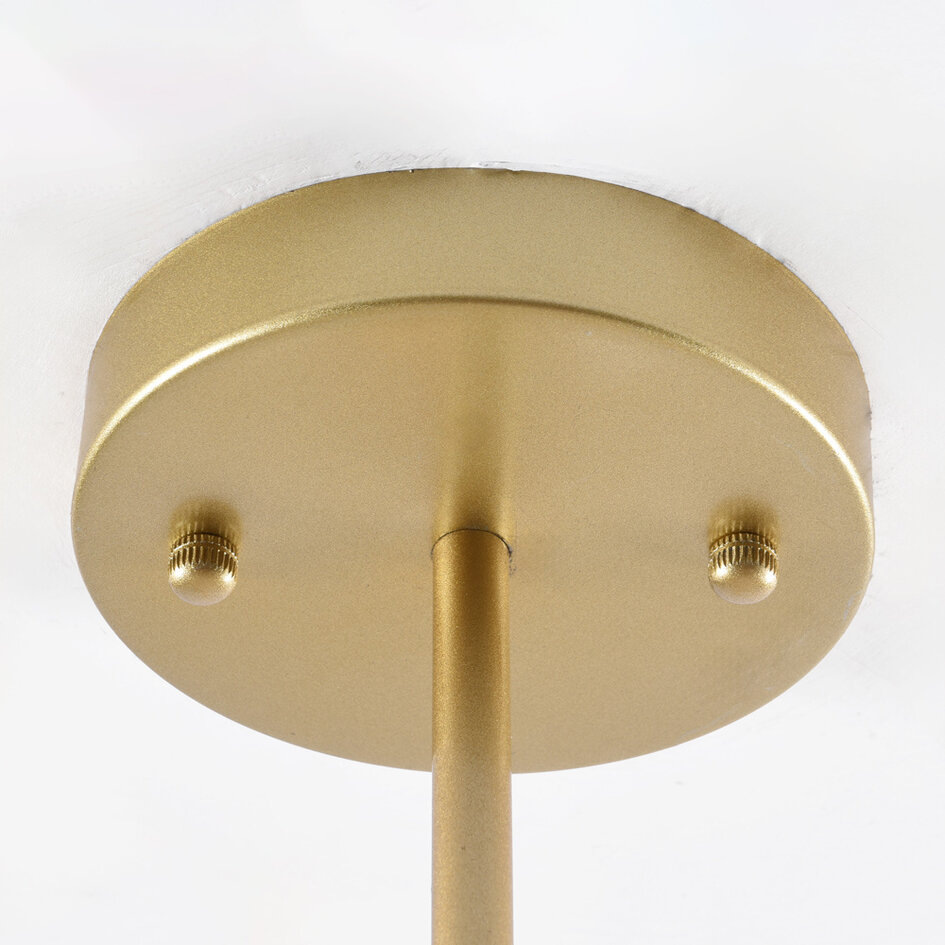 Loftslampe med 7 glaskupler - Stefanie - guld og ravfarvet