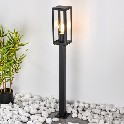 Industriel sort udendørslampe Alessio i rustfrit stål med glas - 80 cm