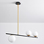Designerlampe med 3 glaskugler - Danny - sort/messing/opalhvid