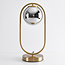 Designer bordlampe med gylden ring og røgfarvet kugle med spejleffekt - George
