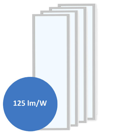 Sæt med 4 LED-paneler, 120 x 30 cm, UGR<22, 24 W, 6500 K – 125 lm/W