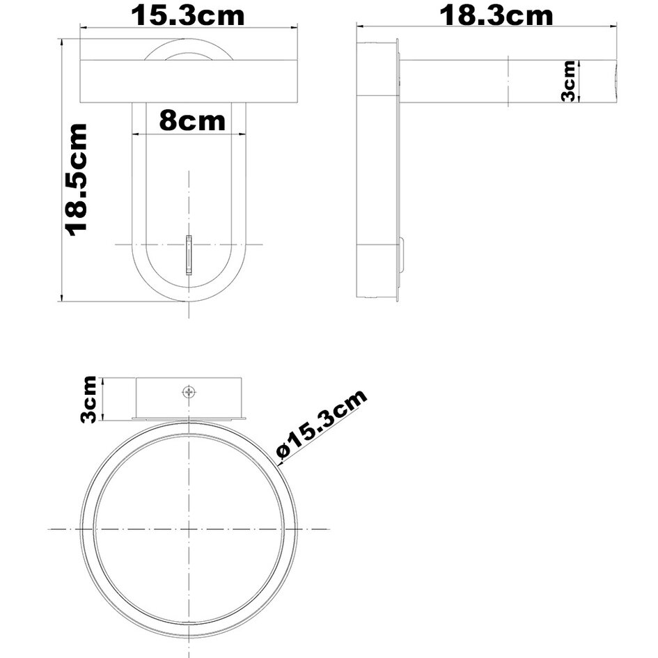 Designer LED-væglampe med rotérbar ring - Starla - sort