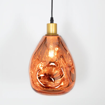 Design pendel Evan med bølget glas - rosaguld