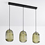 Pendel Elisa, 3 lyskilder i rillet glas - grøn