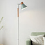 Retro gulvlampe Elsie i træ med grøn skærm