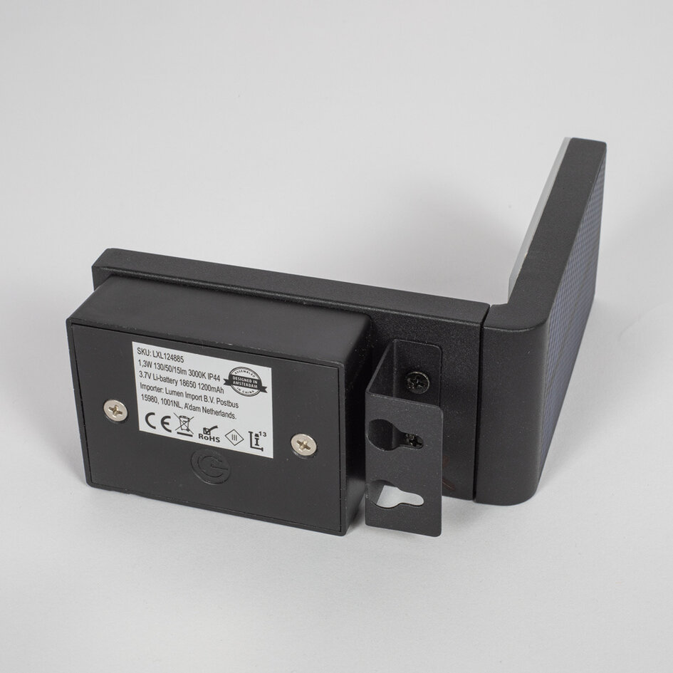 Solcelle væglampe - Pascal - sort