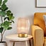 Bordlampe Inci - guld med rillet amber glas