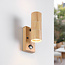 Udendørs væglampe, up/downlight med sensor - Martina - imiteret træ