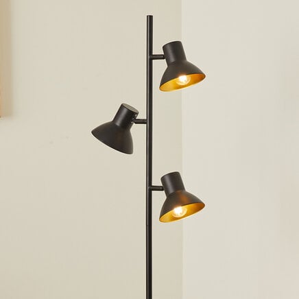 Industriel gulvlampe Bailey med 3 lyskilder i sort med guld