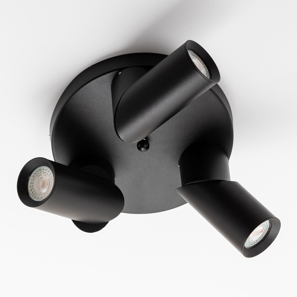 Industriel loftlampe Gil med 3 lyskilder - sort