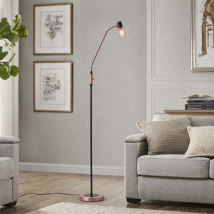 Industriel standerlampe - Allison - sort/kobber