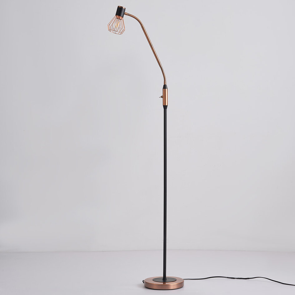 Industriel standerlampe - Allison - sort/kobber